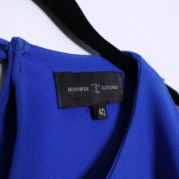JENNIFER TATTANELLI Cold Shoulder Mini Shift Dress Blue Cape Women's 40/ US 8 - Picture 4 of 10